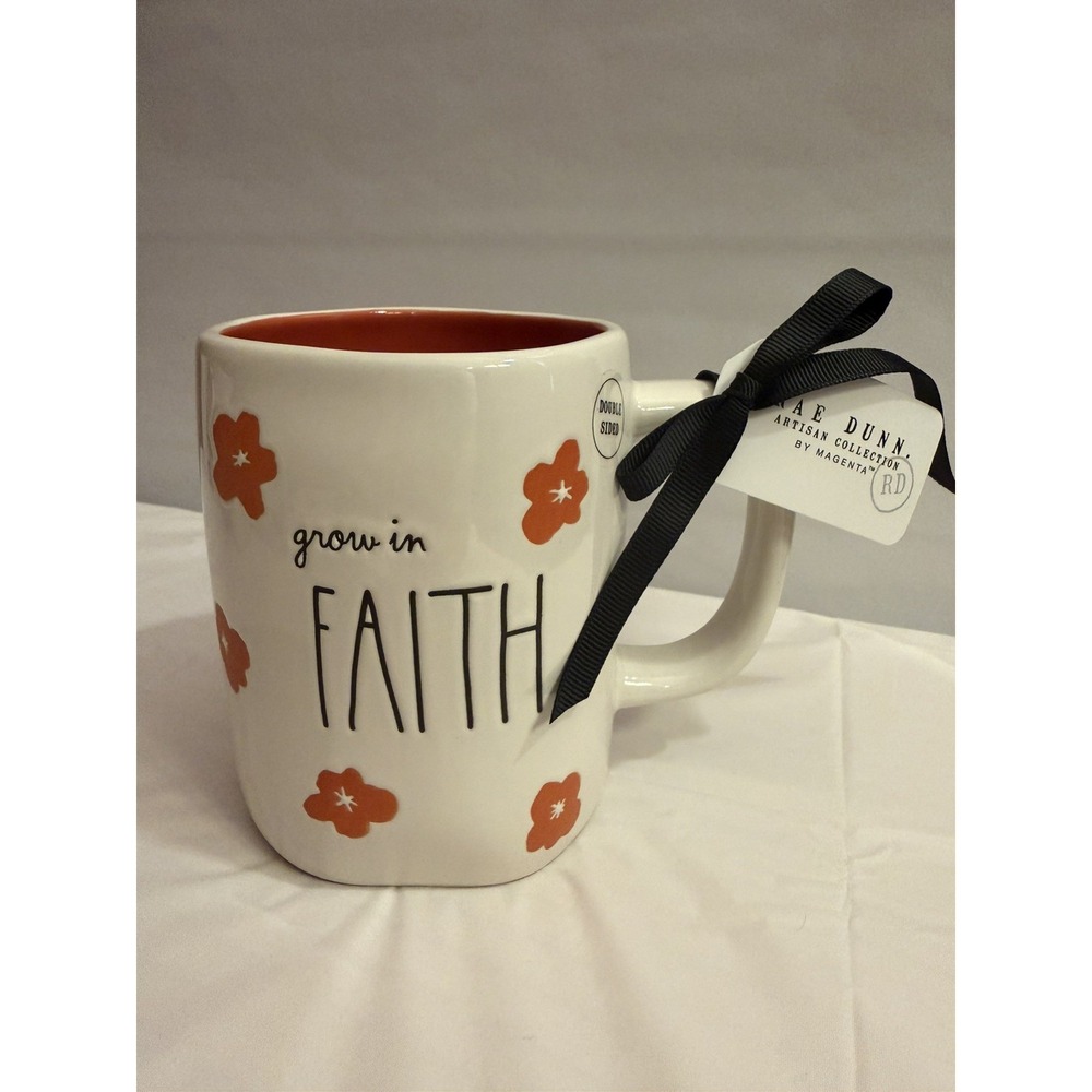 Rae Dunn Grow in FAITH 2 Peter 3:18 Bible Verse Coffee Mug NWT